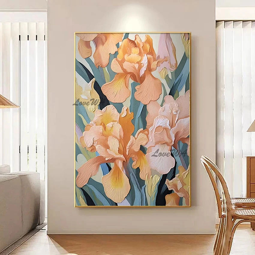 Beautiful Handmade Flowers Canvas Abstract Paintings, Natural Scenery Picture, Acrylic Textured Art Wall, Frameless Artwork